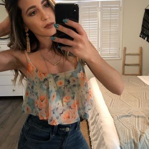 Flowy floral print crop top. Festival!